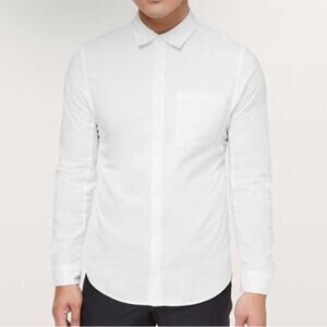 Lululemon Mens Sz L All Town Buttondown Dressy Shirt White Slim Fit Stretchy